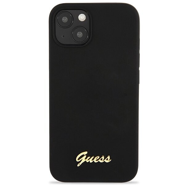 Guess GUHCP13MLSLMGBK iPhone 13 6,1" melns|melns cietais korpuss Silicone Script Gold Logo цена и информация | Telefonu vāciņi, maciņi | 220.lv