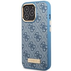 Guess GUHMP14LU4GPRB iPhone 14 Pro 6.1" niebieski|blue hard case 4G Logo Plate MagSafe cena un informācija | Telefonu vāciņi, maciņi | 220.lv