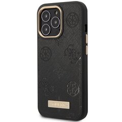 Guess GUHMP14LSAPSTK iPhone 14 Pro 6.1" czarny|black hardcase Peony Logo Plate MagSafe cena un informācija | Telefonu vāciņi, maciņi | 220.lv