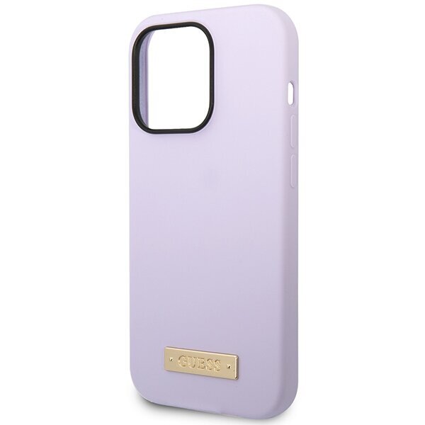 Guess GUHMP14LSBPLU iPhone 14 Pro 6,1" violets|purpursarkans ciets korpuss Silicone Logo Plate MagSafe cena un informācija | Telefonu vāciņi, maciņi | 220.lv