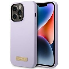 Guess GUHMP14LSBPLU iPhone 14 Pro 6,1" fioletowy|purple hard case Silicone Logo Plate MagSafe цена и информация | Чехлы для телефонов | 220.lv
