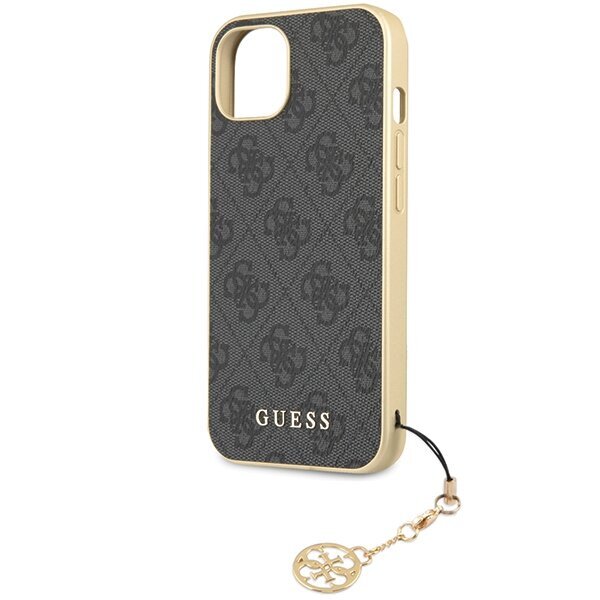 Guess GUHCP14SGF4GGR iPhone 14 6.1" pelēks|pelēks cietais korpuss 4G Charms Collection cena un informācija | Telefonu vāciņi, maciņi | 220.lv