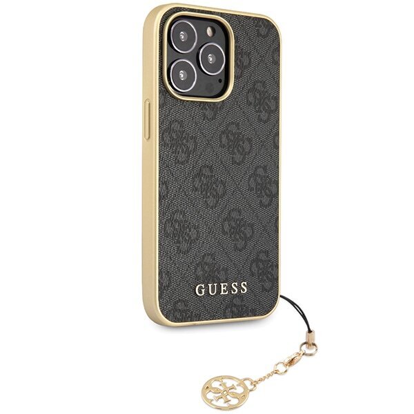 Guess GUHCP14LGF4GGR iPhone 14 Pro 6,1" pelēks|pelēks cietais korpuss 4G Charms Collection cena un informācija | Telefonu vāciņi, maciņi | 220.lv