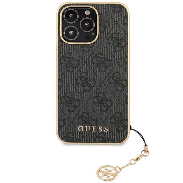 Guess GUHCP14LGF4GGR iPhone 14 Pro 6,1" pelēks|pelēks cietais korpuss 4G Charms Collection cena un informācija | Telefonu vāciņi, maciņi | 220.lv