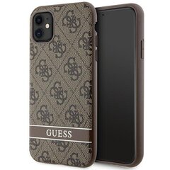 Guess GUHCN61P4SNW iPhone 11 | Xr brūns|brūns cietais korpuss 4G Stripe cena un informācija | Telefonu vāciņi, maciņi | 220.lv