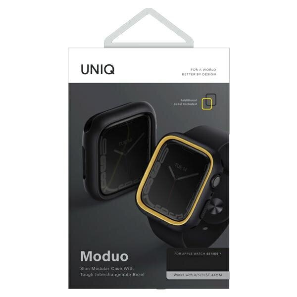 Uniq korpuss Moduo Apple Watch Series 4|5|6|7|8|SE 44|45mm melns-sinepes|pusnakts-sinepes cena un informācija | Viedpulksteņu un viedo aproču aksesuāri | 220.lv