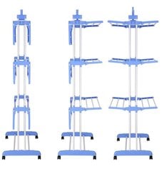 Встроенная сушилка для белья на колесиках, 3 уровня, складная цена и информация | Сушка белья | 220.lv