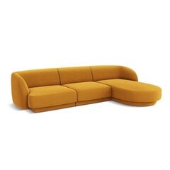 Samtains labās puses stūra dīvāns Micadoni Miley, 259 x 155 x 74, dzeltens cena un informācija | Dīvāni | 220.lv