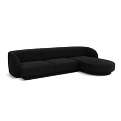 Samtains labās puses stūra dīvāns Micadoni Miley, 259 x 155 x 74, melns cena un informācija | Dīvāni | 220.lv