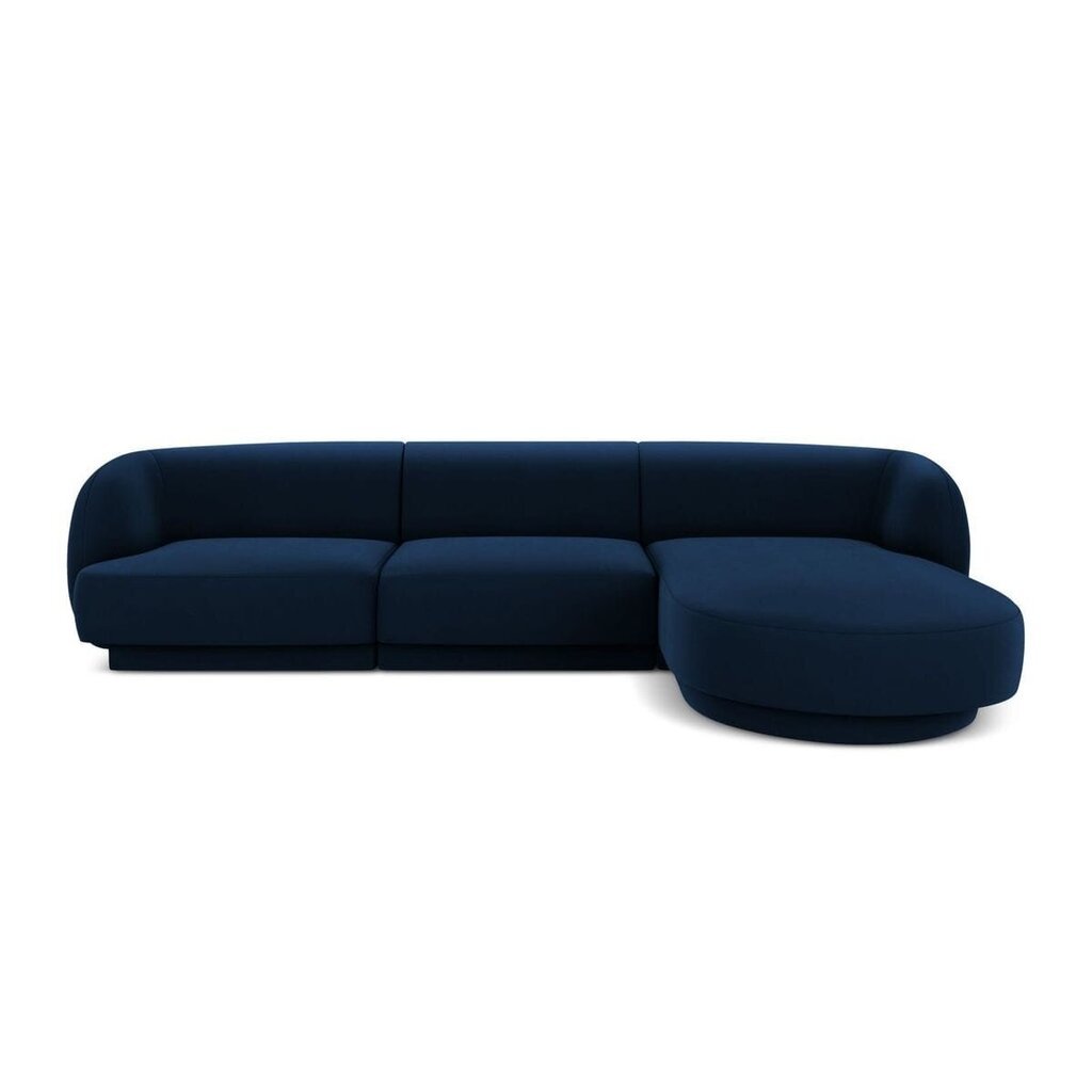 Samtains labās puses stūra dīvāns Micadoni Miley, 259 x 155 x 74, zils cena un informācija | Dīvāni | 220.lv