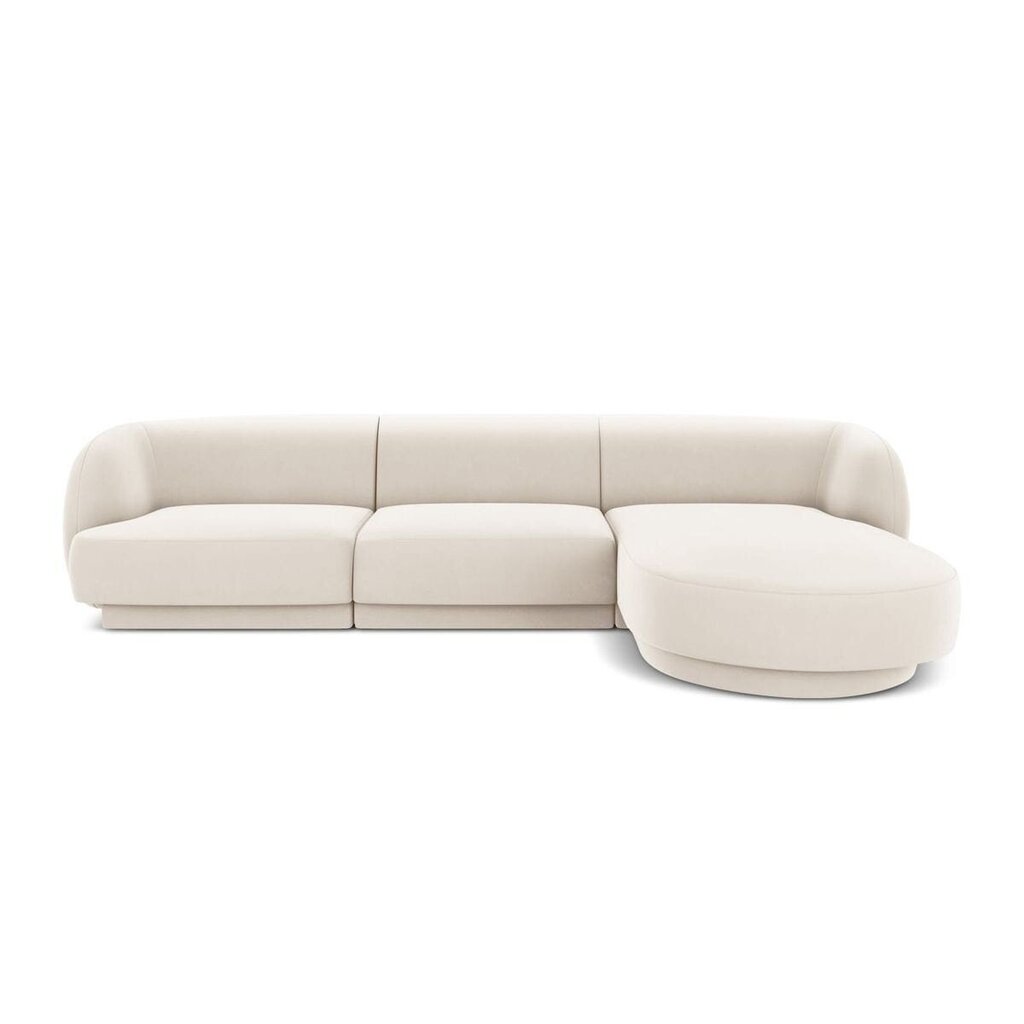 Samtains labās puses stūra dīvāns Micadoni Miley, 259 x 155 x 74, balts cena un informācija | Dīvāni | 220.lv
