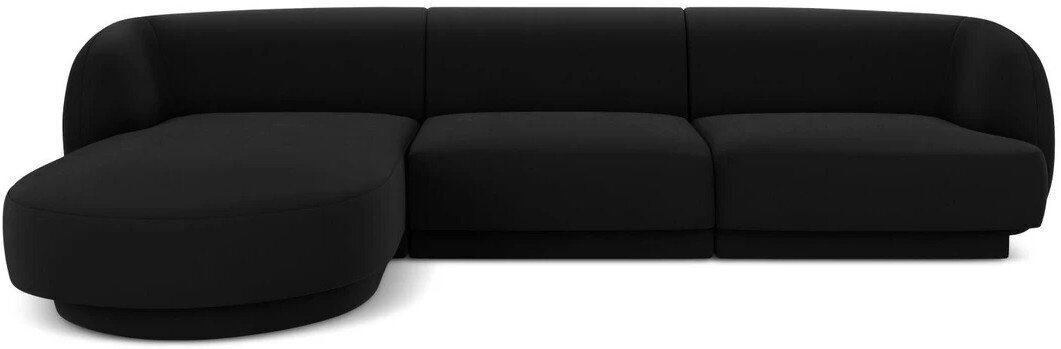 Samtains kreisās puses stūra dīvāns Micadoni Miley, 259 x 155 x 74, melns цена и информация | Dīvāni | 220.lv