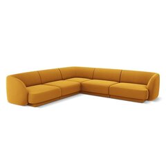 Samtains simetrisks stūra dīvāns Micadoni Miley, 252 x 252 x 74, dzeltens cena un informācija | Dīvāni | 220.lv