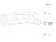 Labās puses stūra dīvāns Micadoni Miley, 259 x 155 x 74 cm, balts cena un informācija | Dīvāni | 220.lv
