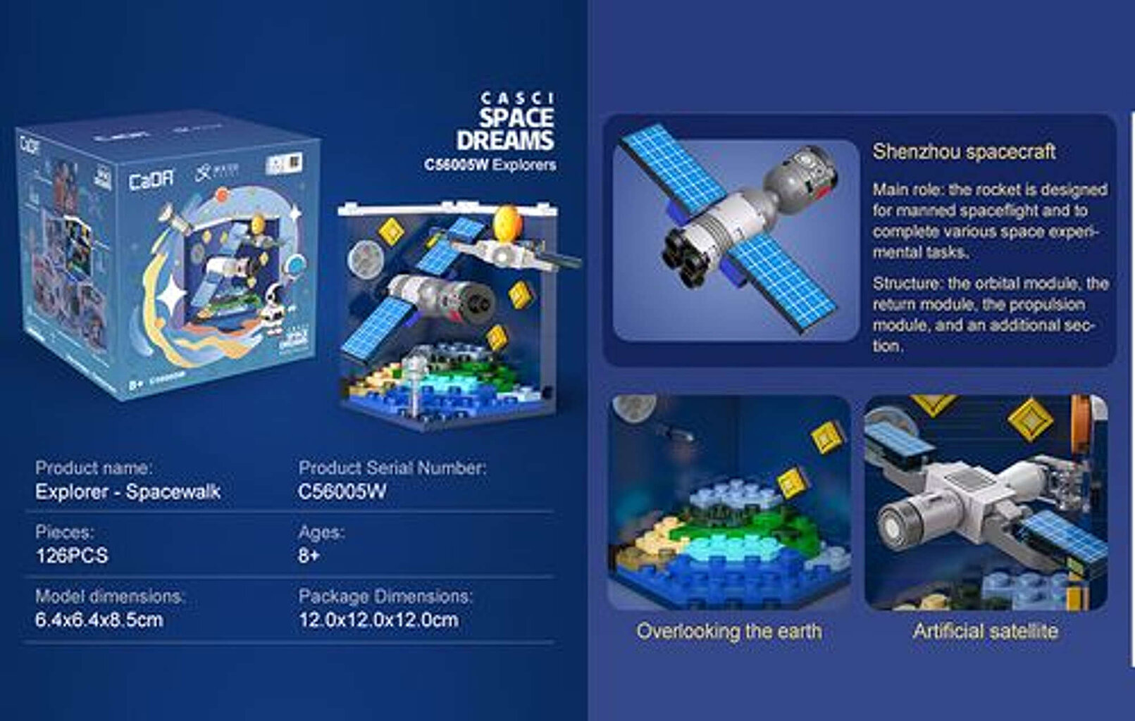 Bloki CaDA Casci Space Dreams modelis kosmosa kuģis Shenzhou 7 cena un informācija | Konstruktori | 220.lv