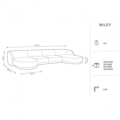 Samtains panorāmas dīvāns Micadoni Miley, 334 x 155 x 74, zaļš cena un informācija | Dīvāni | 220.lv