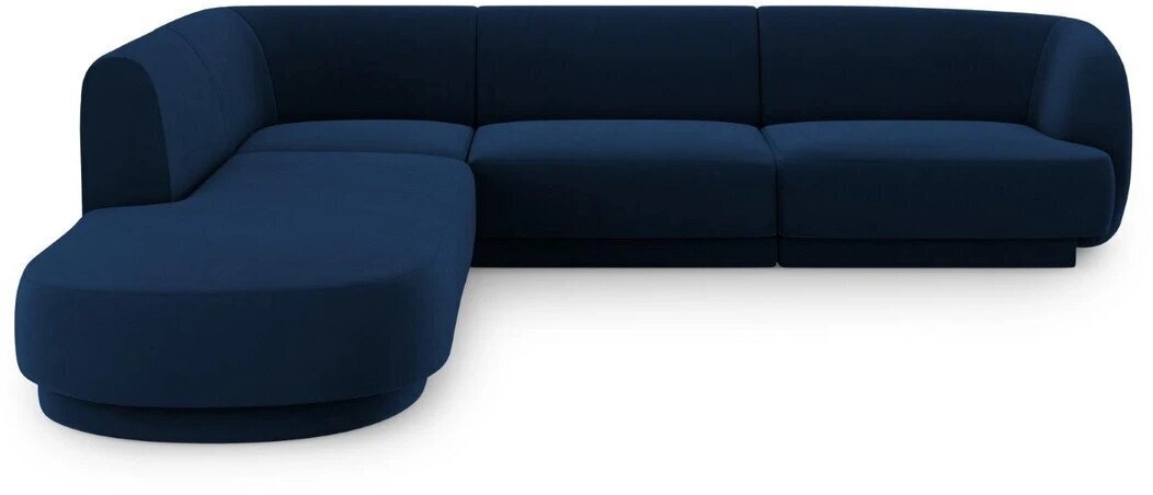 Samtains kreisās puses stūra dīvāns Micadoni Miley, 252 x 220 x 74, zils cena un informācija | Dīvāni | 220.lv