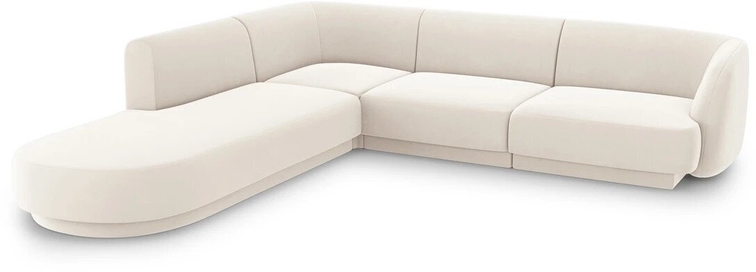 Samtains kreisās puses stūra dīvāns Micadoni Miley, 252 x 220 x 74, balts cena un informācija | Dīvāni | 220.lv