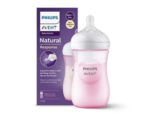 Pudelīte Philips Avent Natural Response, rozā, 1 mēn+, 260 ml цена и информация | Бутылочки и аксессуары | 220.lv