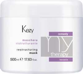 Кремообразная реструктурирующая маска  Kezy MyTherapy Remedy Keratin 500 мл цена и информация | Распылите крем-спрей на волосы на расстоянии 20-25 см, расчешите их расческой. | 220.lv