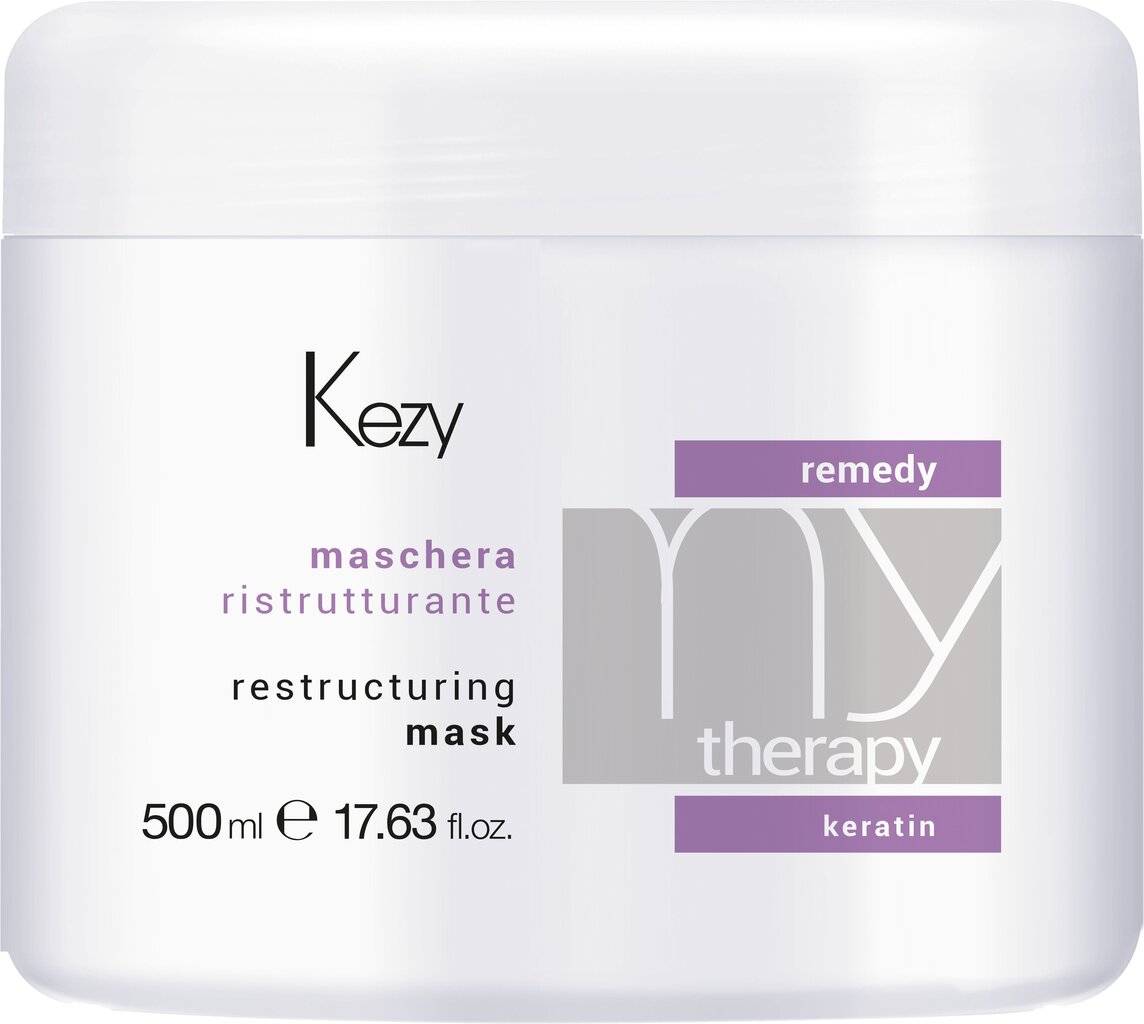 Restrukturizējoša, atjaunojoša maska ar keratīnu Kezy MyTherapy Remedy Keratin Restructuring mask, 500 ml cena un informācija | Matu uzlabošanai | 220.lv