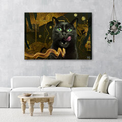 Glezna uz audekla, Melna kaķa zelta abstrakcija цена и информация | Картины | 220.lv