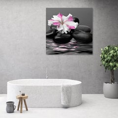 Glezna uz audekla, Akmeņi rozā ziedu zen цена и информация | Картины | 220.lv