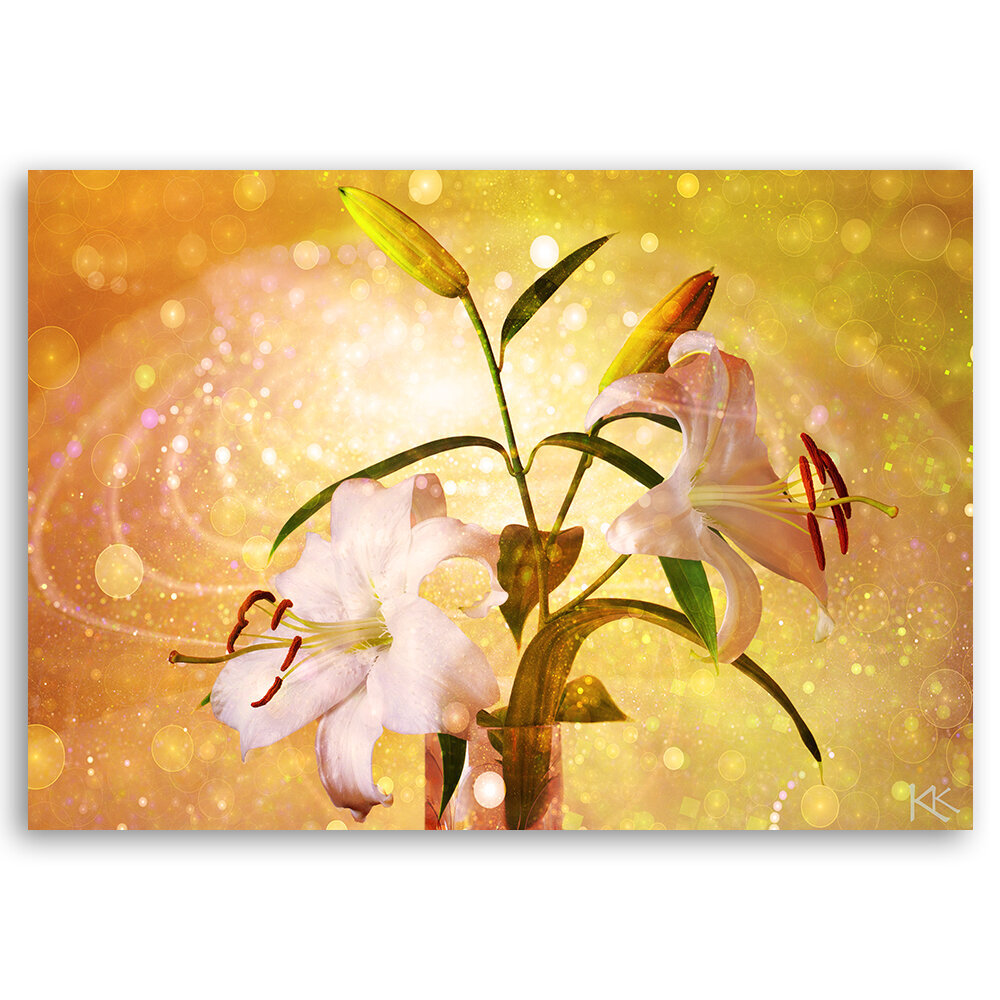 Glezna uz audekla, Lilijas zieds uz dzeltena fona cena un informācija | Gleznas | 220.lv