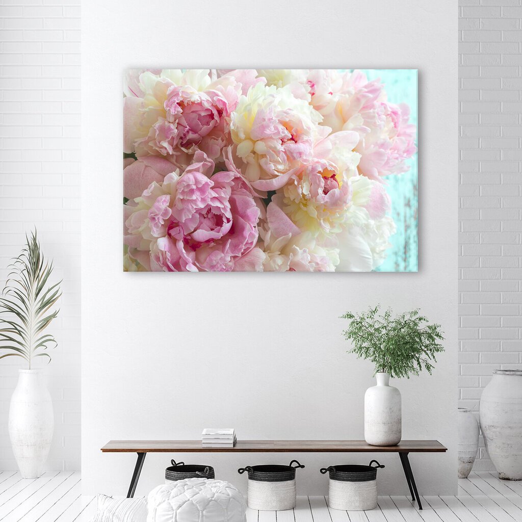 Glezna uz audekla, Rozā peoniju ziedi cena un informācija | Gleznas | 220.lv