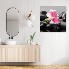 Glezna uz audekla, Rozā zieds uz zen akmeņiem цена и информация | Картины | 220.lv