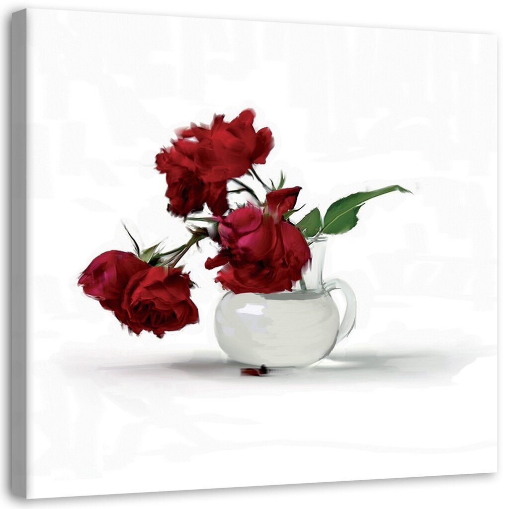 Glezna uz audekla, Sarkanās rozes vāzē cena un informācija | Gleznas | 220.lv