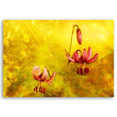 Glezna uz audekla, Tulpju ziedu daba dzeltena cena un informācija | Gleznas | 220.lv
