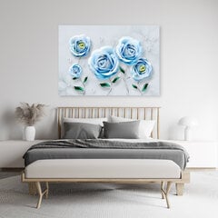 Glezna uz audekla, Zilas rozes 3D cena un informācija | Gleznas | 220.lv
