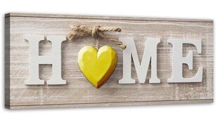 Принт холста, домашняя надпись с желтым сердцем на светлом дереве 39,99 цена и информация | Картины | 220.lv