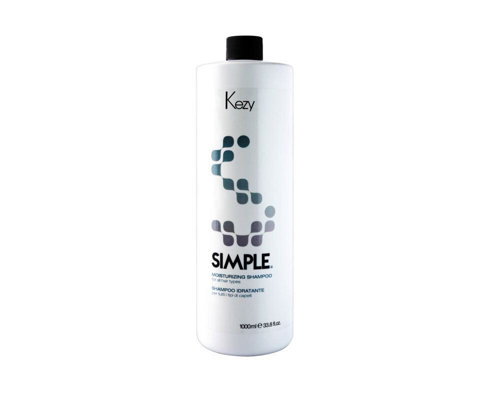Mitrinošs šampūns visiem matu tipiem. Kezy Simple Moisturizing Shampoo, 1000 ml cena un informācija | Šampūni | 220.lv