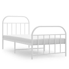 vidaXL gultas rāmis ar galvgali un kājgali, balts metāls, 90x190 cm cena un informācija | Gultas | 220.lv