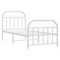 vidaXL gultas rāmis ar galvgali un kājgali, balts metāls, 90x190 cm cena un informācija | Gultas | 220.lv