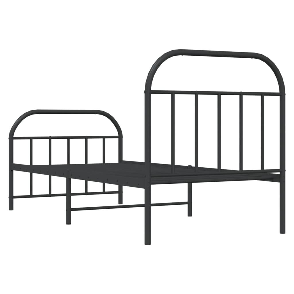 vidaXL gultas rāmis ar galvgali un kājgali, melns metāls, 90x190 cm цена и информация | Gultas | 220.lv