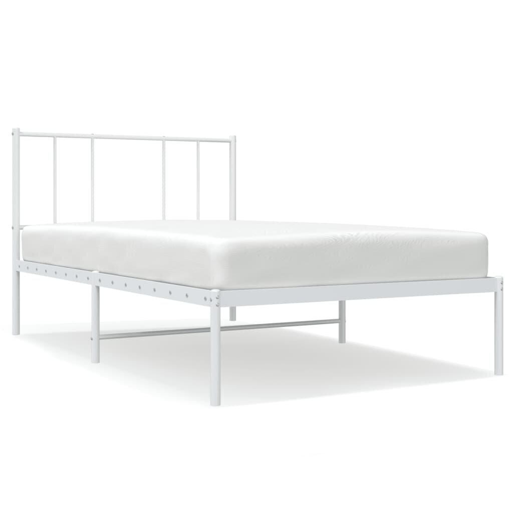 vidaXL gultas rāmis ar galvgali, balts metāls, 80x200 cm cena un informācija | Gultas | 220.lv