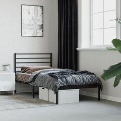 vidaXL gultas rāmis ar galvgali, melns metāls, 107x203 cm цена и информация | Кровати | 220.lv
