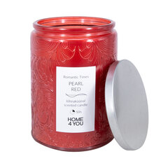 Svece stikla burkā ROMANTIC TIMES H11cm, pērļu sarkans цена и информация | Подсвечники, свечи | 220.lv