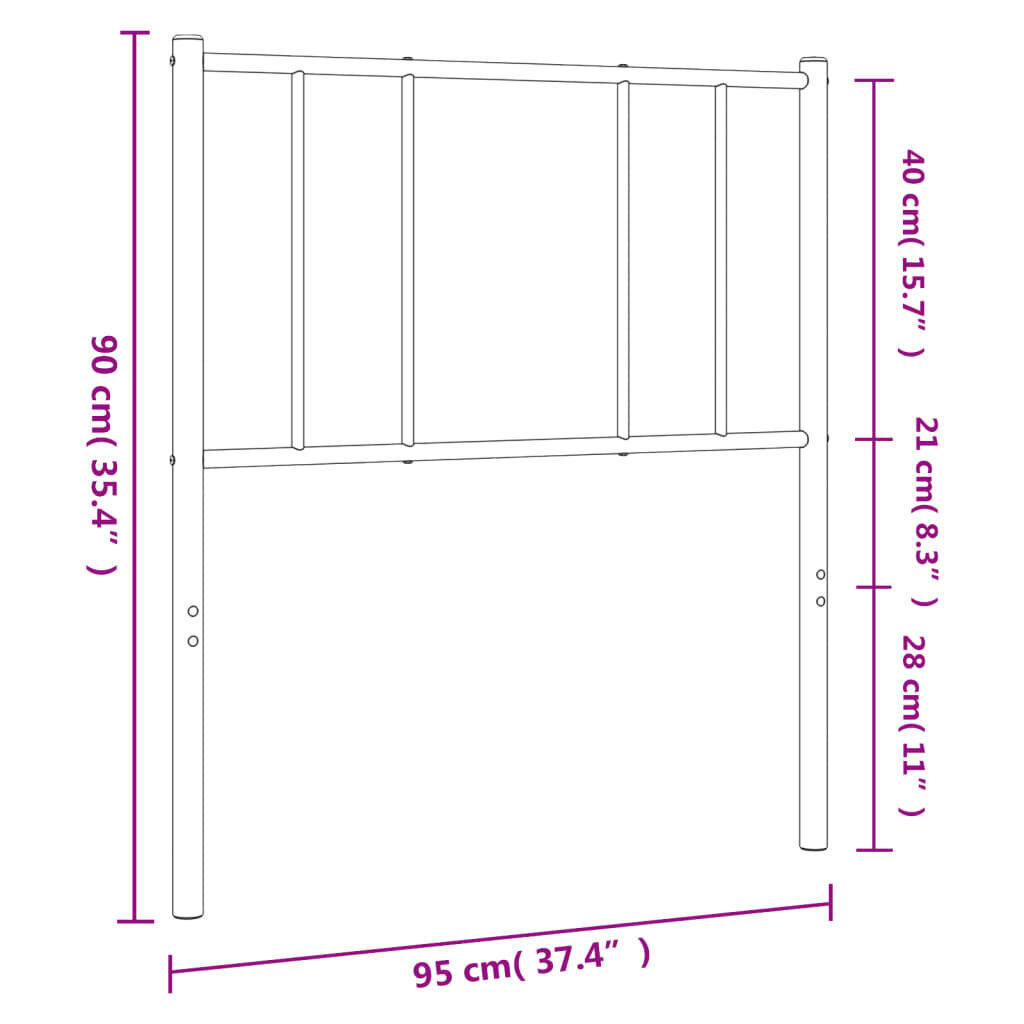 vidaXL gultas galvgalis, metāls, melns, 90 cm cena un informācija | Gultas | 220.lv