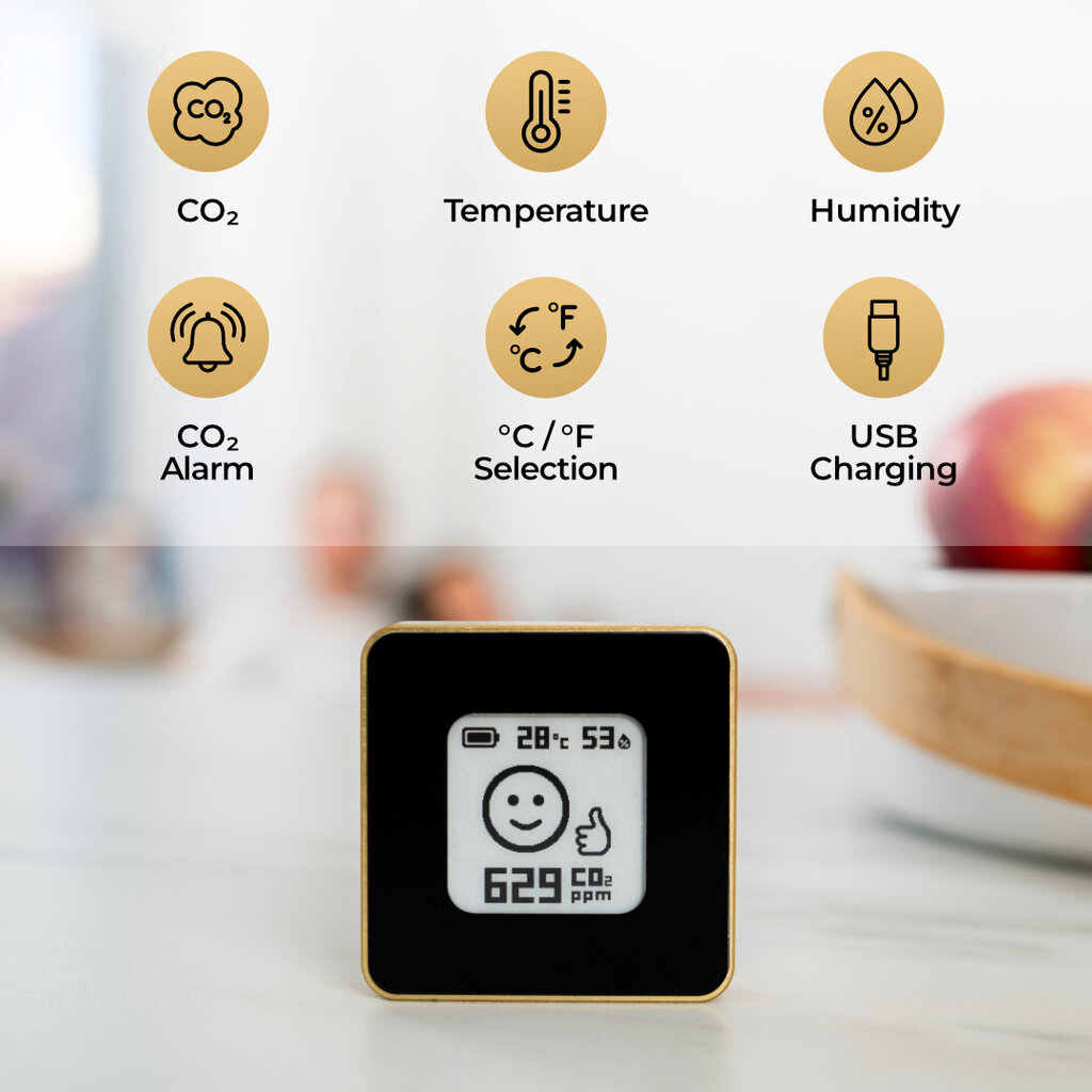 CO2 gaisa kvalitātes sensors Airvalent Gold Diamond цена и информация | Meteostacijas, āra termometri | 220.lv