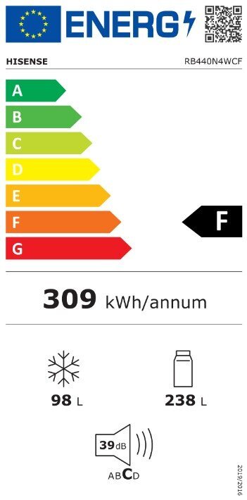 Hisense RB440N4WCF цена и информация | Ledusskapji | 220.lv