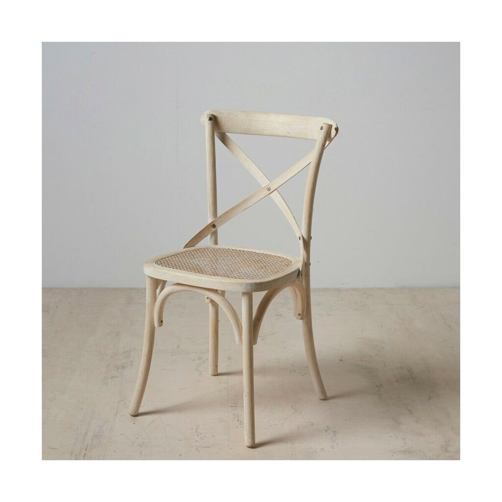 Ēdamistabas krēsls 45 x 42 x 87 cm Koks Balts Rotangpalma cena un informācija | Virtuves un ēdamistabas krēsli | 220.lv