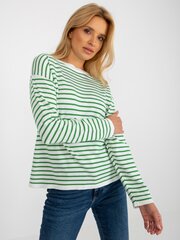 свитер в классическую бело-зеленую полоску с шерстью rue paris цена и информация | Женские кофты | 220.lv