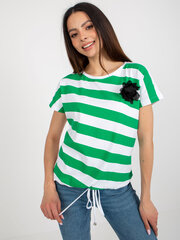 Sieviešu balti zaļš T-krekls ar apdruku cena un informācija | Blūzes, sieviešu krekli | 220.lv