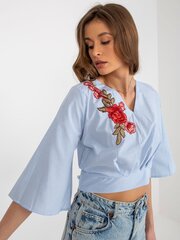 голубо-белая короткая строгая блузка с окантовкой цена и информация | Женские блузки, рубашки | 220.lv