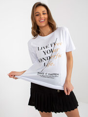 Sieviešu balts T-krekls ar apdruku cena un informācija | T-krekli sievietēm | 220.lv