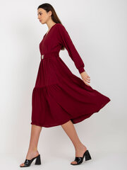 бордовое платье миди с рюшами och bella цена и информация | Платья | 220.lv